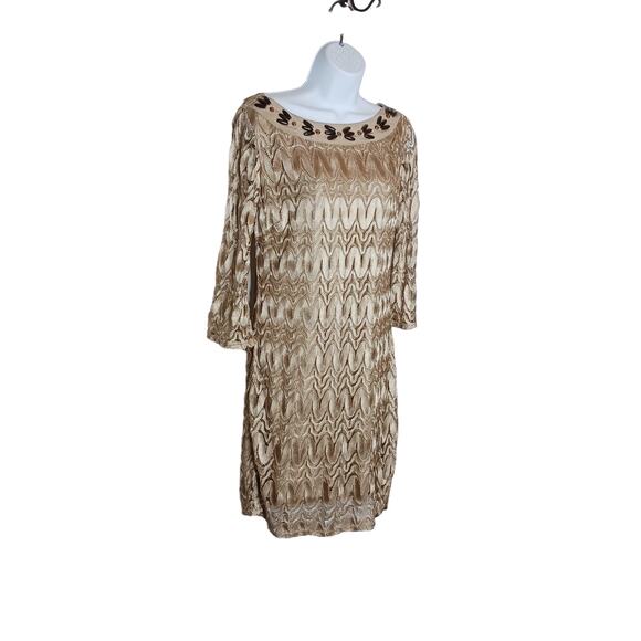 Hale Bob Gold Woven Knit Boatneck Dress NWOT - Picture 5 of 16